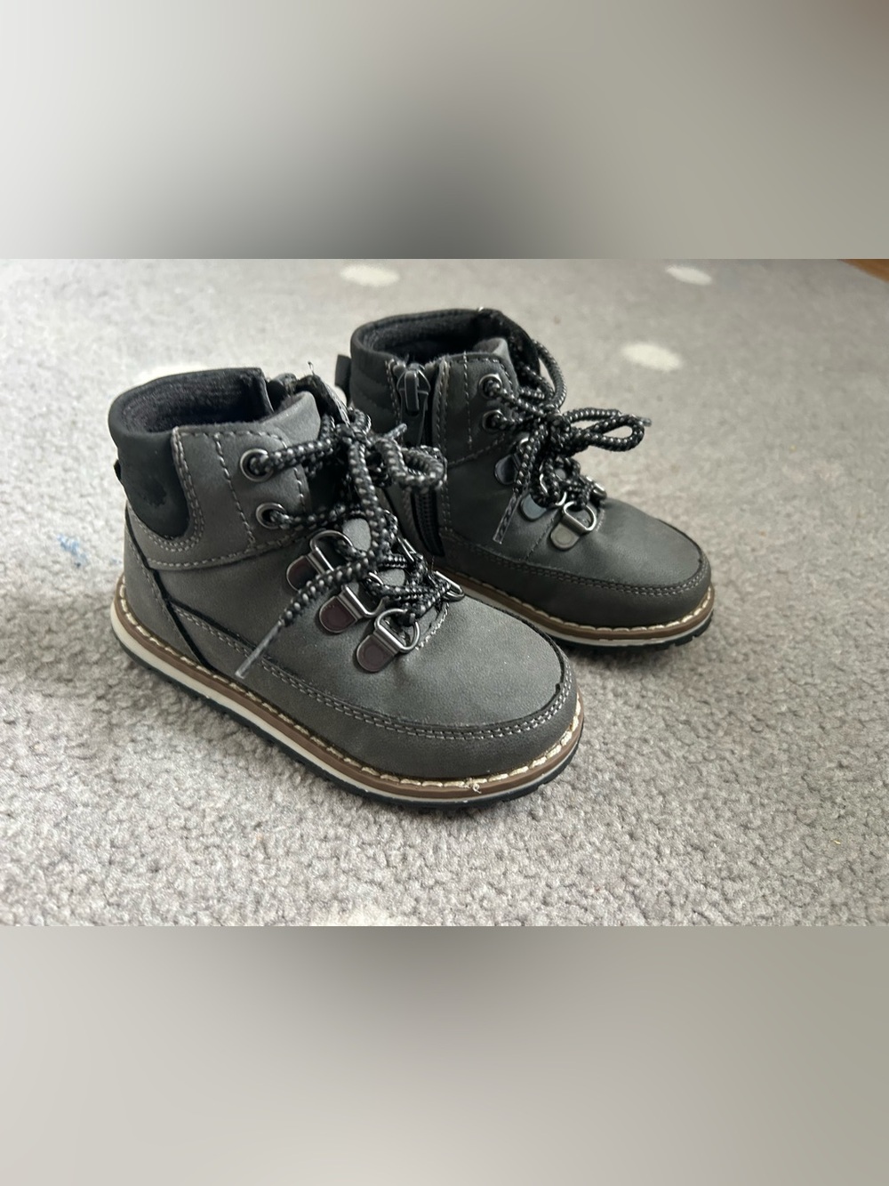 The Children's Place Gray Lace-Up Kids Ankle Boots